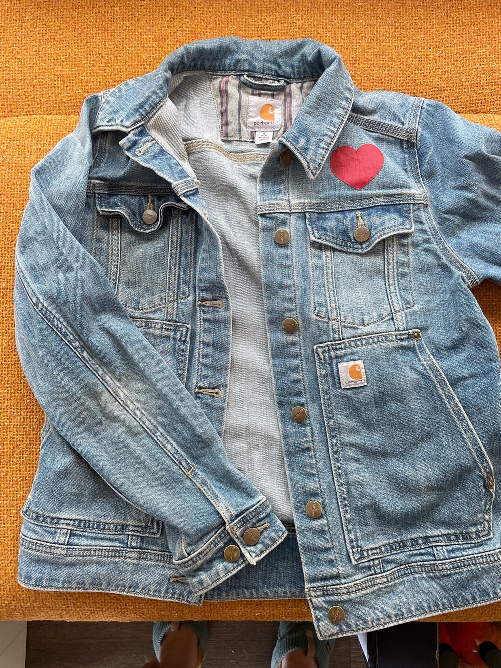 Carhartt Light Blue Denim Jacket with Red Heart